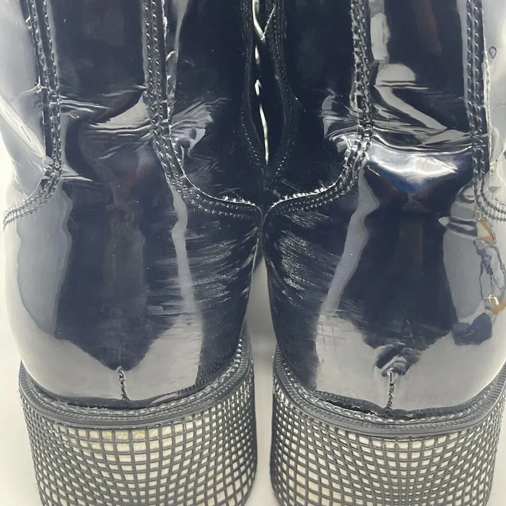 T.U.K. TUK Dolls Kill Platform Boots Womens 10 Black Creepers Wrapped Heel Goth